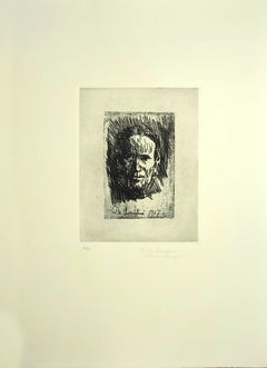 Mother's Portrait - Etching by Pio Semeghini - 1964