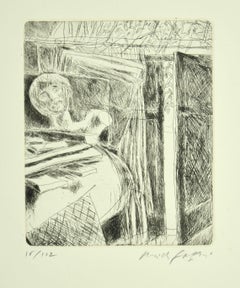 In the Studio - Original Etching by P. Fazzini - 1964