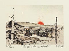 S. Angelo dei Lombardi - Lithographie von Giuseppe Megna - 1980 ca