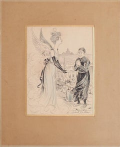 Composition  - China Ink and Pastel on Paper - Early 20th Century