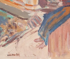 Figures  - Oil Painting on Cardboard by Caroline Hill - Mid 20th Century