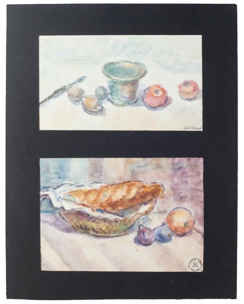 Still Lives - Watercolors on Paper by Simon Goldberg - 20th Century For Sale 1
