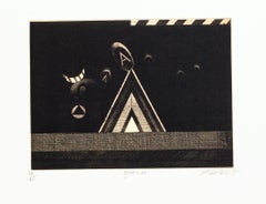 Composition - Gravure sur papier de Claude Lemand - 1970