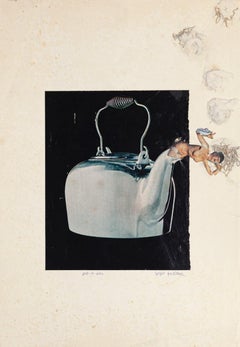 Pot et Feu - Collage original de Sergio Barletta - 20ème siècle