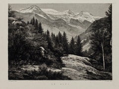 Alpen – Lithografie auf Papier von A. Lauro – 20. Jahrhundert