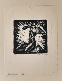 Vintage Suffering- Original Woodcut on Paper by Erikma Lawson Frimke - 1937
