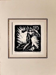 Suffering- Original Woodcut on Paper by Erikma Lawson Frimke - 1937