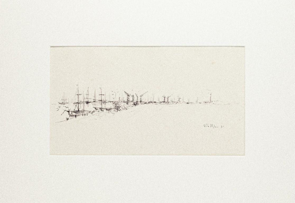 Port - Drawing in Pen by Vito Alghisi - 1997 For Sale 1