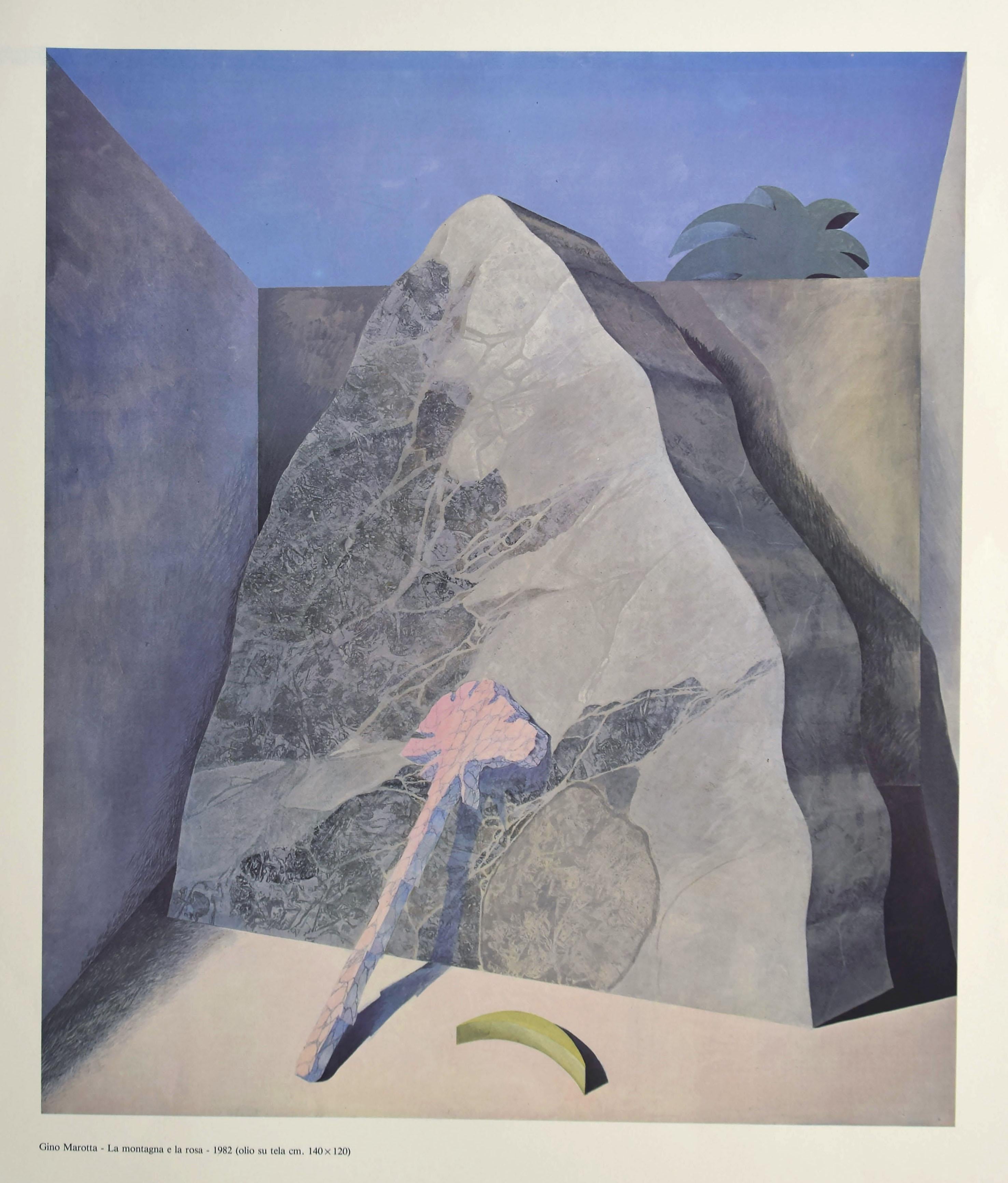 Gino Marotta Figurative Print - The Mountain and the Rose - Vintage Poster After G. Marotta - 1982