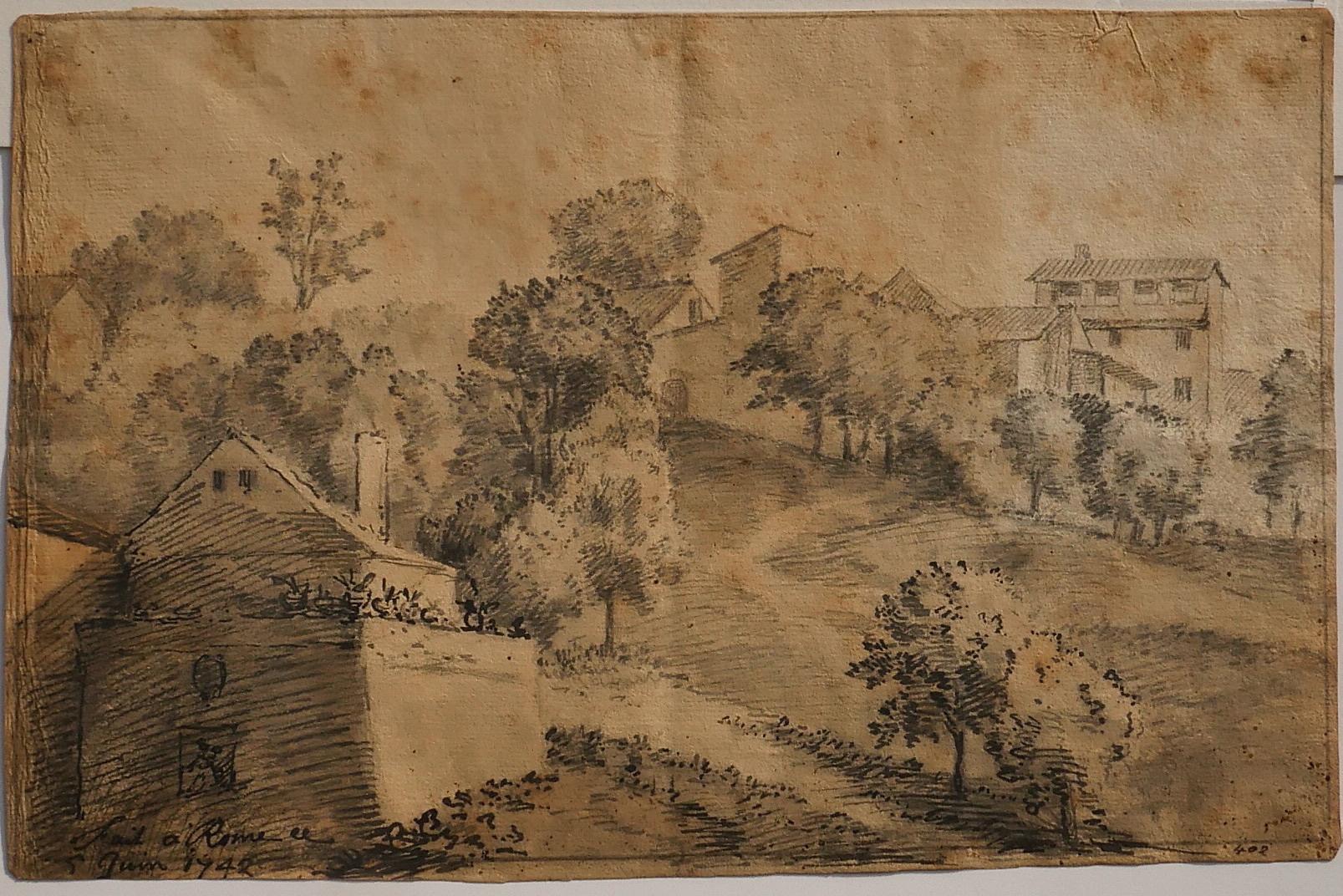 Rome, The Countryside - China Ink Drawing by Jan Pieter Verdussen - 1742