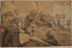 Rome, The Countryside- Original China Ink Drawing by Jan Pieter Verdussen - 1742