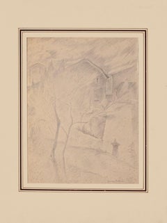 Landschaft - Original Bleistift auf Papier von Francesco Barbieri - 1935 ca.