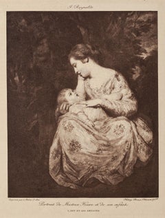 Madre e hijo - Litografía de P. Reynolds - Finales del siglo XIX