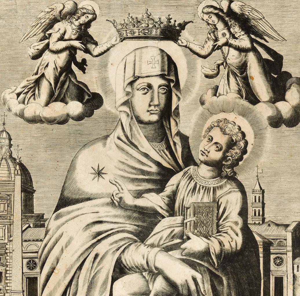 Madonna with Child - Original Etching by Battista Panzeri - 1585 1