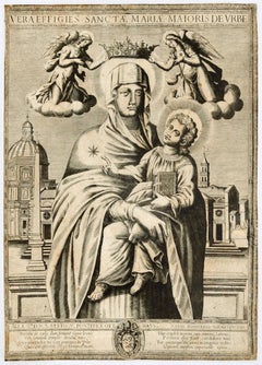 Madonna with Child - Original Etching by Battista Panzeri - 1585