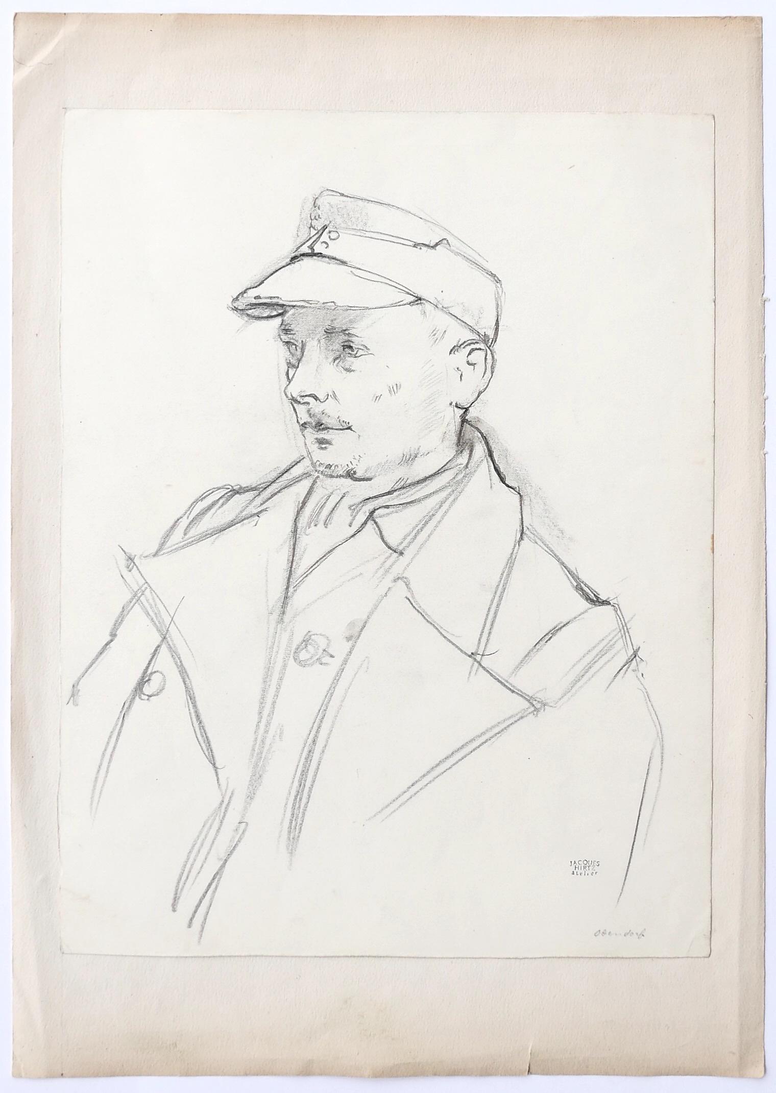 Soldier - Dessin au crayon de J. Hirtz - Milieu du XXe siècle - Art de Jacques Hirtz