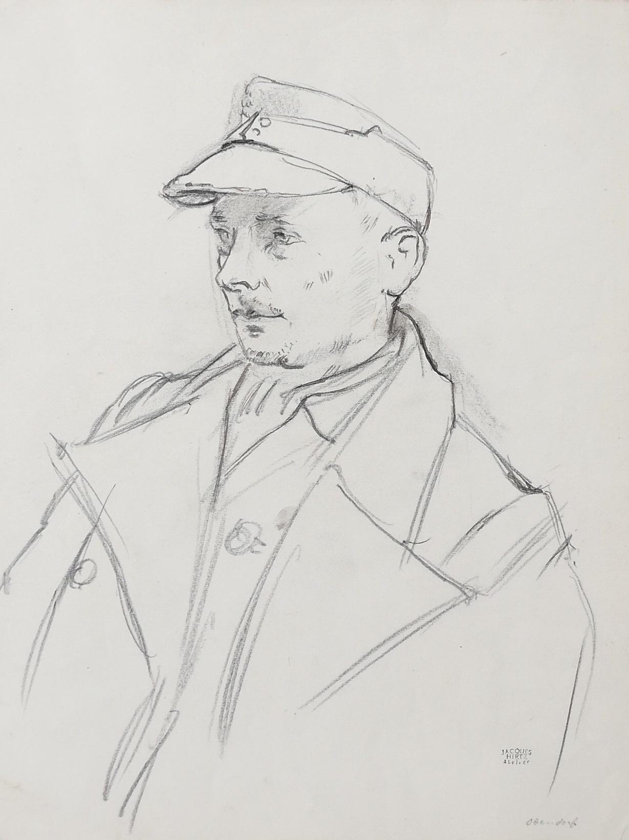Figurative Art Jacques Hirtz - Soldier - Dessin au crayon de J. Hirtz - Milieu du XXe siècle