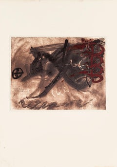 Cuatro arcos rojizos - Impresión offset vintage según Antoni Tàpies - 1982