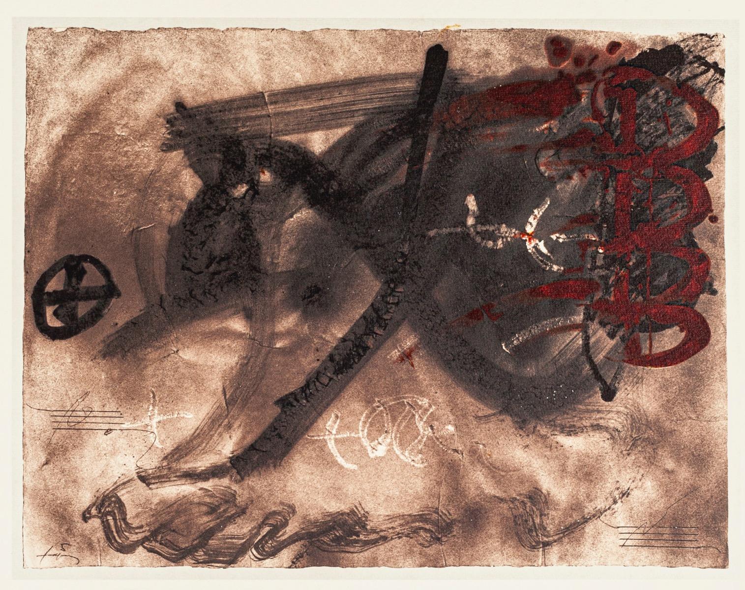 Antoni Tàpies (after) Abstract Print - Four Reddish Arches - Vintage Offset Print After Antoni Tàpies - 1982