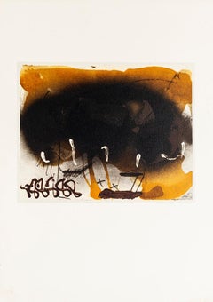 Black Fan - Vintage Offset Print After Antoni Tàpies - 1982