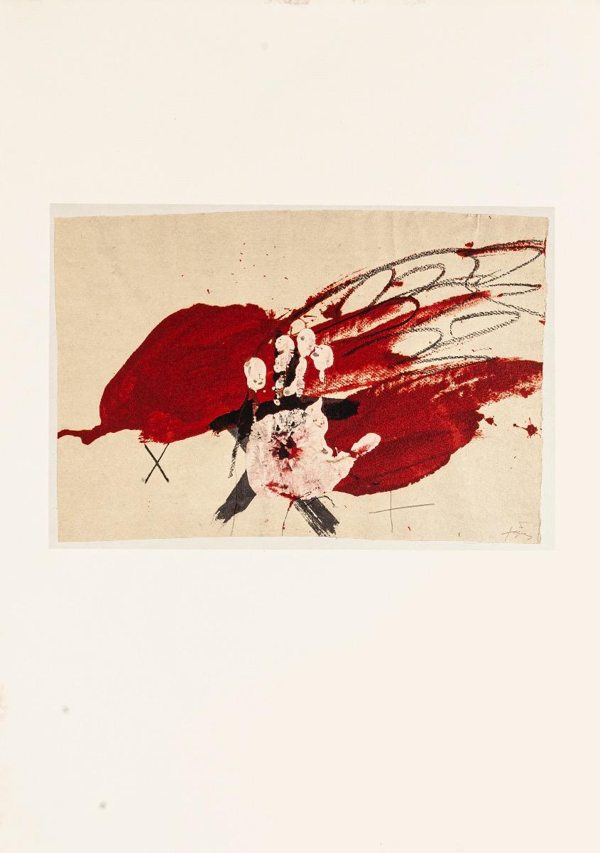 Abstract Print di Antoni Tàpies (after) - Mano bianca - Stampa offset d'epoca dopo Antoni Tàpies - 1982