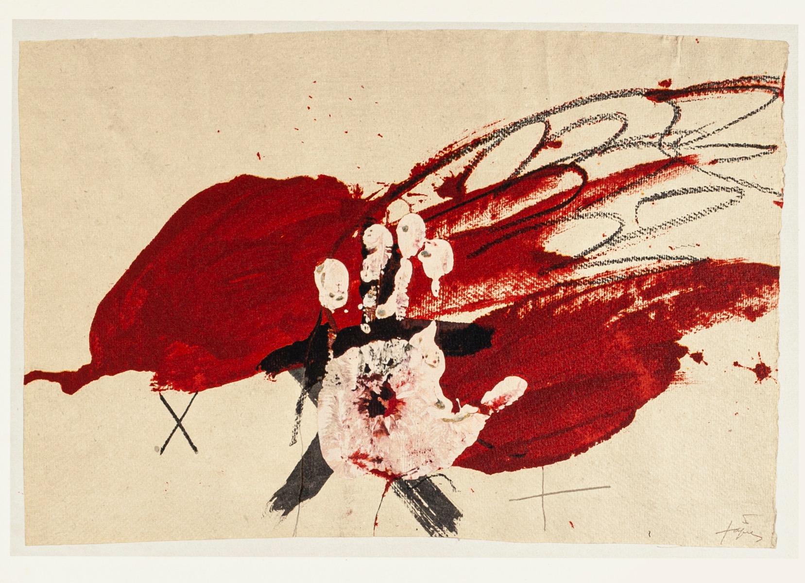 Mano bianca - Stampa offset d'epoca dopo Antoni Tàpies - 1982 - Print di Antoni Tàpies (after)