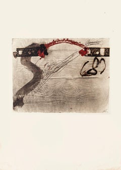 Impresión de madera - Impresión offset vintage de Antoni Tàpies - 1982