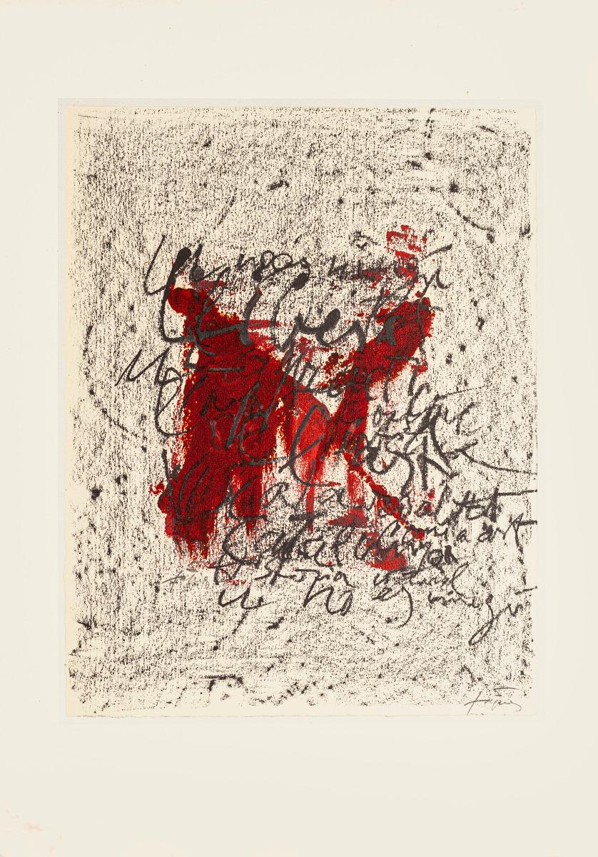 Antoni Tàpies (after) Abstract Print - U no és Ningú - Vintage Offset Print After Antoni Tàpies - 1982