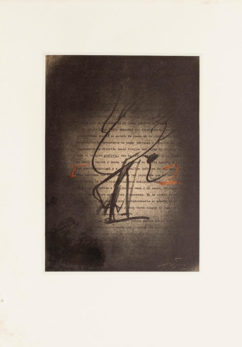 Graffiti - Vintage Offset Print After Antoni Tàpies - 1982 - Black Abstract Print by Antoni Tàpies (after)