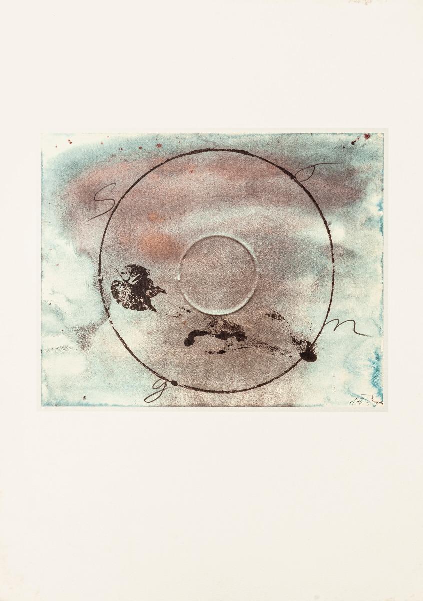 Memory of the Songs - Vintage Offset Print After Antoni Tàpies - 1982 - Beige Abstract Print by Antoni Tàpies (after)