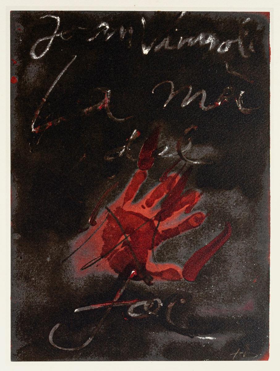 Antoni Tàpies (after) Abstract Print - Hand of Fire - Vintage Offset Print After Antoni Tàpies - 1982