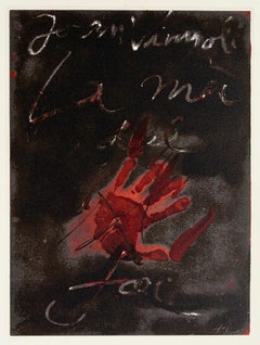 Hand of Fire - Vintage Offset Print After Antoni Tàpies - 1982