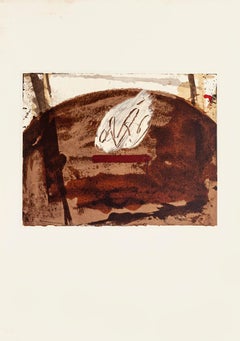 White Flame - Vintage Offset Print After Antoni Tàpies - 1982