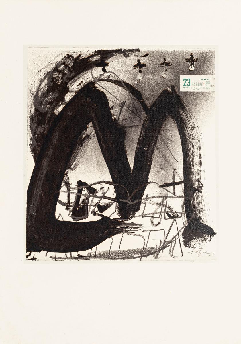 Antoni Tàpies (after) Abstract Print - 23 F - Vintage Offset Print After Antoni Tàpies - 1982