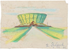 Construction - Original Watercolor on Paper by Jean Delpech - 1965