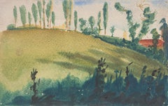 Landscape - Original Watercolor on Paper by Jean Delpech - 1960s