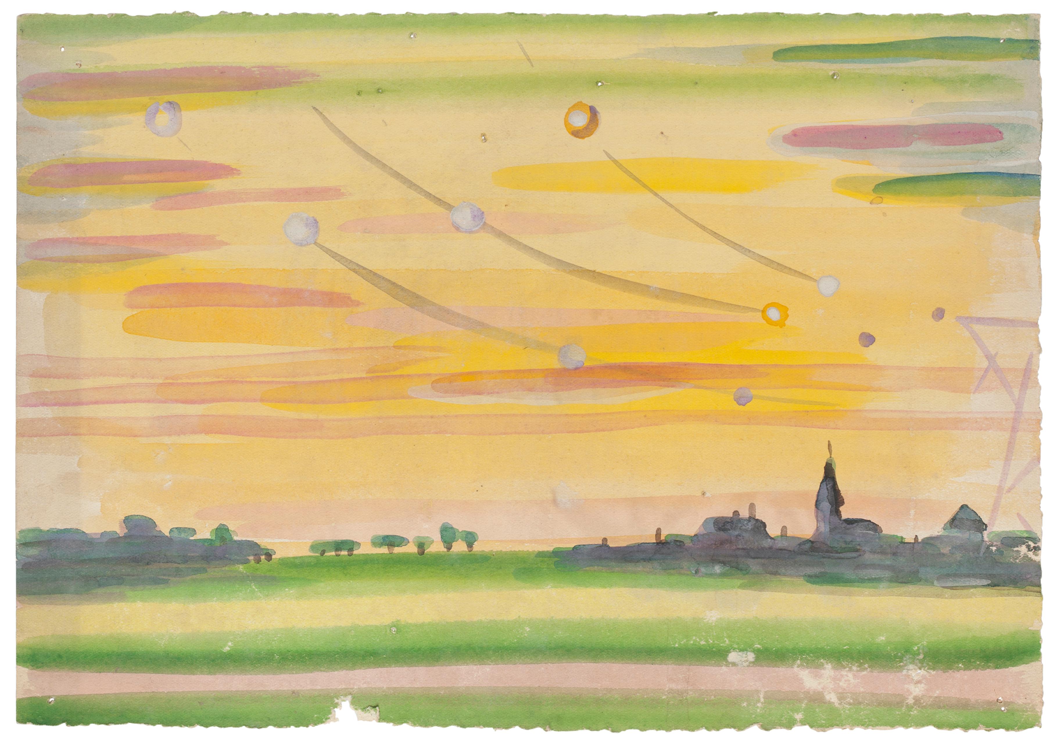 Jean Delpech - Landscape - Original Watercolor on Paper by Jean Delpech -  1960s For Sale at 1stDibs