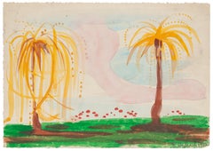 Landscape - Original Watercolor on Paper by Jean Delpech - 1954