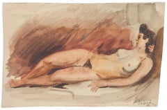 Nude - Original Watercolor on Paper by Jean Delpech - 1942