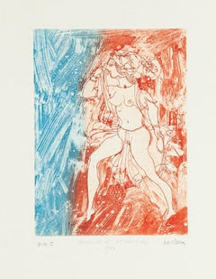 Atlantic Girl - Original Etching by Sergio Barletta - 1980s