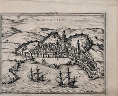 Antique Map of Safi - Original Etching by George Braun - Late 16th Century