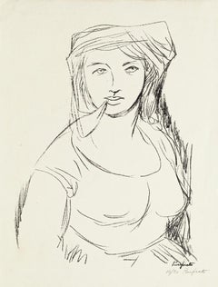 Donna - Litografia originale di Domenico Purificato - Anni '50
