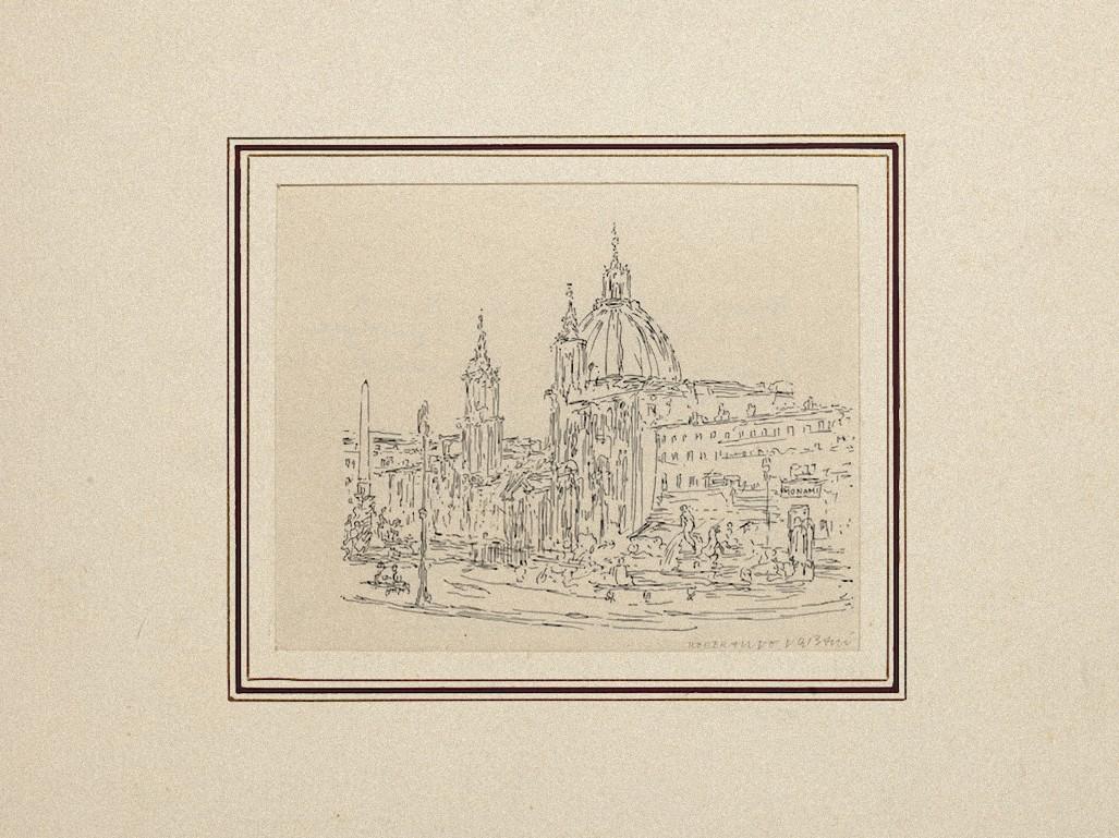 Navona Square ist ein Originalkunstwerk von Ildebrando Urbani.

Vom Künstler in der rechten unteren Ecke mit Bleistift handsigniert.

Gute Bedingungen. Enthält ein Passepartout: 29,5 x 39 cm.

Dieses Kunstwerk stellt die Szenerie des bekannten