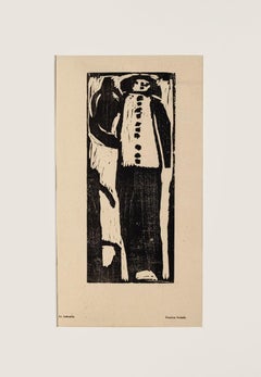 Antique Figure - Original Woodcut Print by Amadore Porcella - Early  20th Century