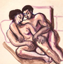 Lovers - Original Watercolor - 1950 ca.