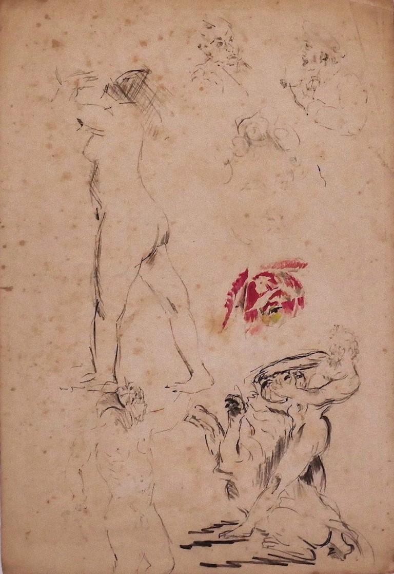 Unknown Nude - Figures - Original Pen on Paper - 20th century