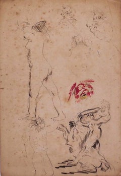 Figuren – Originalstift auf Papier – 20. Jahrhundert