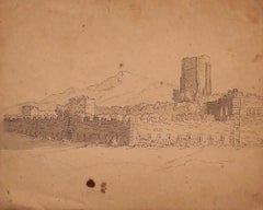 Castle - Original Pen and Water Color on Paper - 18th Century