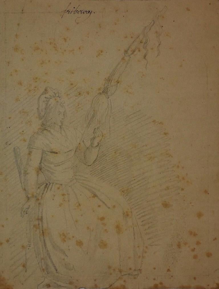Woman - Original Drawing on Paper - 18th Century