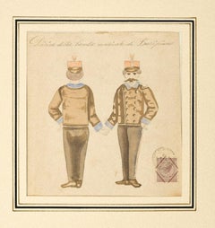 Aquarelle sur papier des musiciens - XIXe siècle